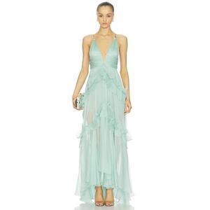 $2690 Maria Lucia Hohan Yarinna Dress in Blue Mist Women's 4 Tiered Ruffle